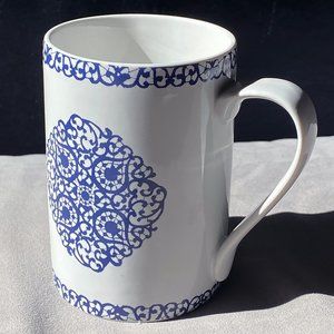 222 Fifth French Market Blue & White coffee mug fine China PTS International